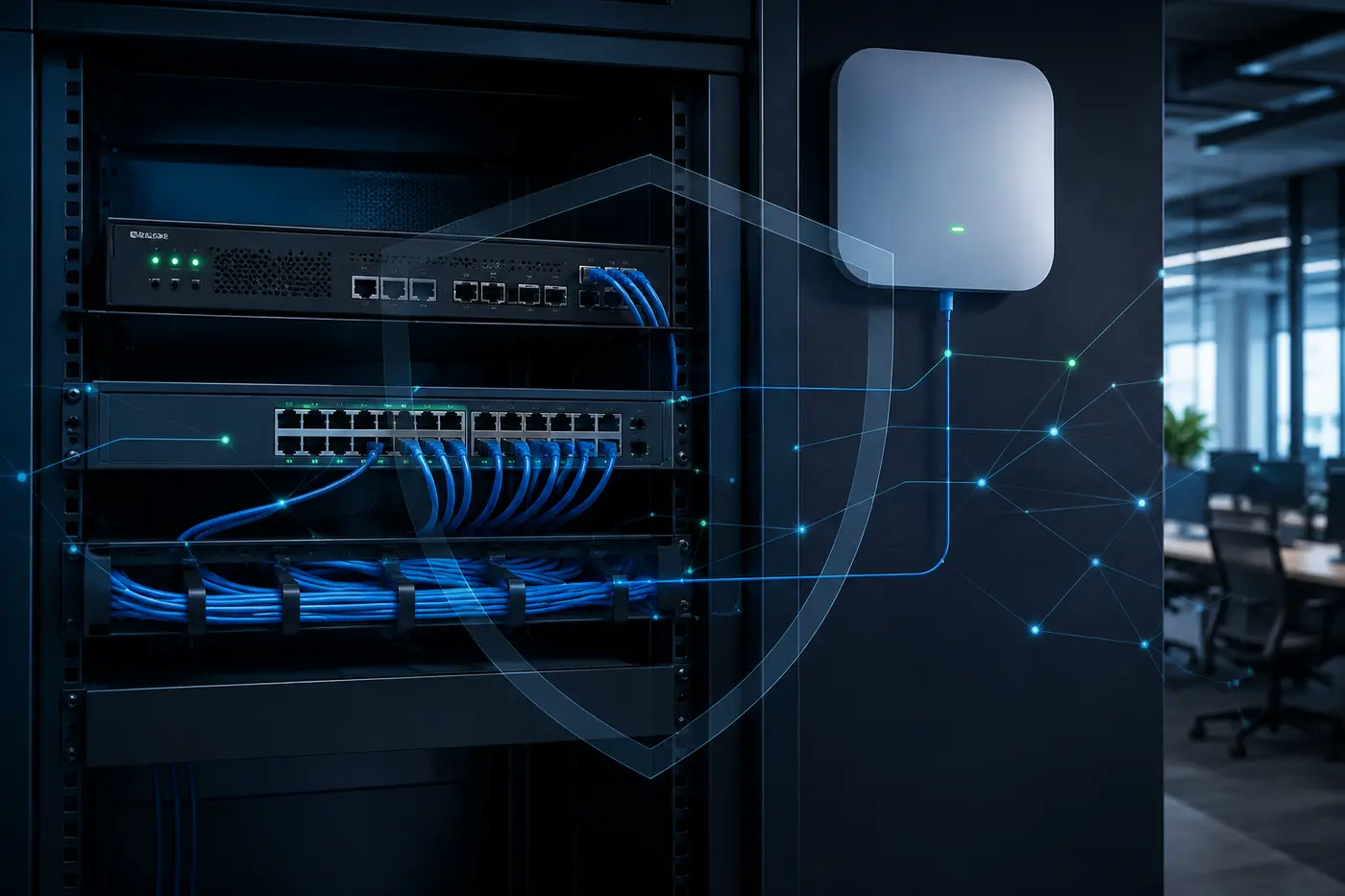 Managed network equipment protected by layered cybersecurity